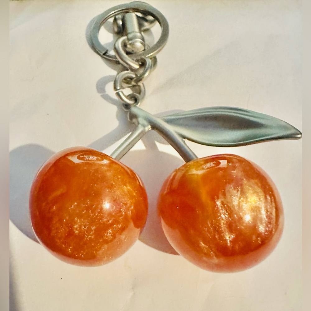 Sparkly Orange Cherry Keychain/bagcharm